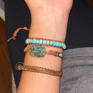 Turquoise and Brown Beaded Bracelet Set